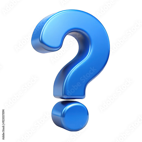 Blue question mark symbol 3d isolated on transparent background