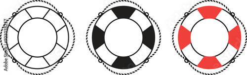 Lifebuoy logo ring icon collection with three different styles on white background. Vector illustration