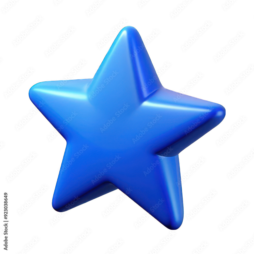 Blue star icon 3d isolated on transparent background Blue star icon 3d isolated on transparent background