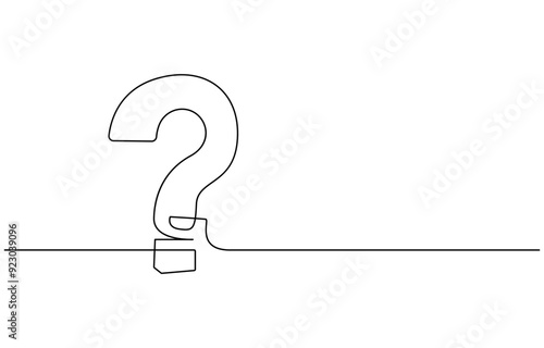 One continuous drawing of a question mark, Question mark one line art, hand drawn asking sign, Question Mark continuous line one line drawing isolated vector illustration