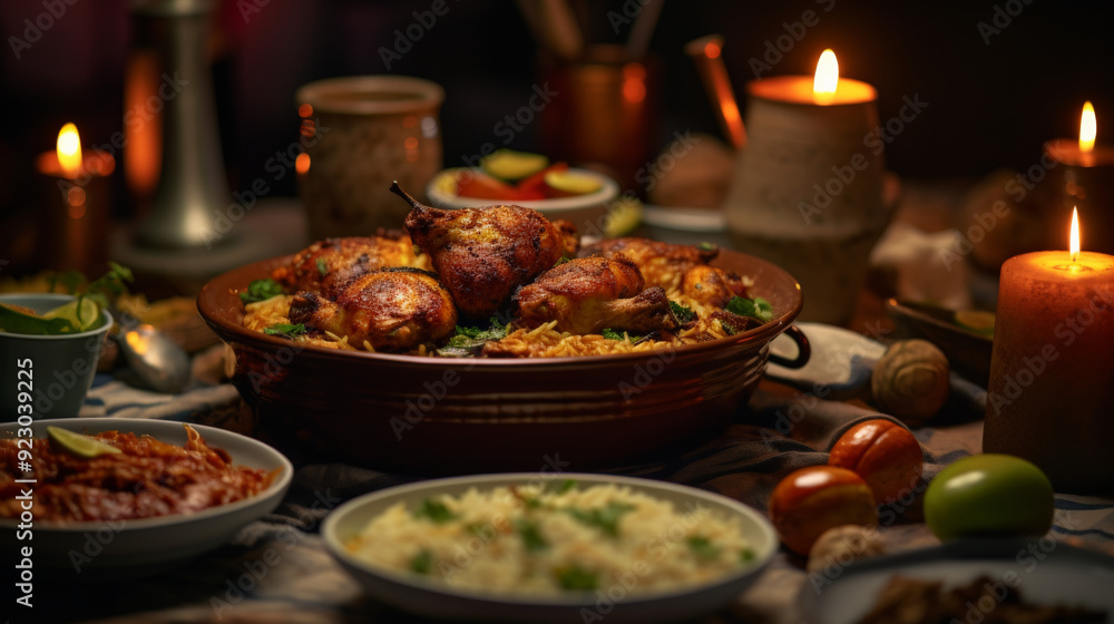 Arab Feast with Chicken Kabsa as Centerpiece Arab Feast with Chicken Kabsa as Centerpiece