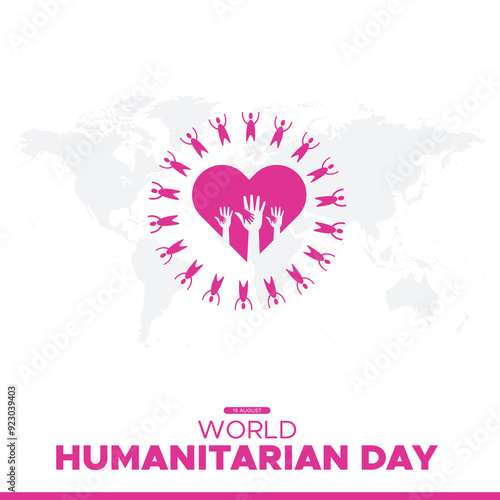 World Humanitarian Day, 19 August, greeting card for World Humanitarian Day, stock illustration and vector file, eps file, editable template World Humanitarian Day.