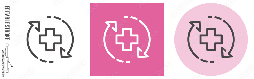 Fototapeta premium 再診、定期健診のライン・アイコン [線の編集可能]