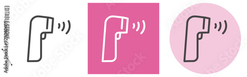 非接触体温計のライン・アイコン　[線の編集可能]