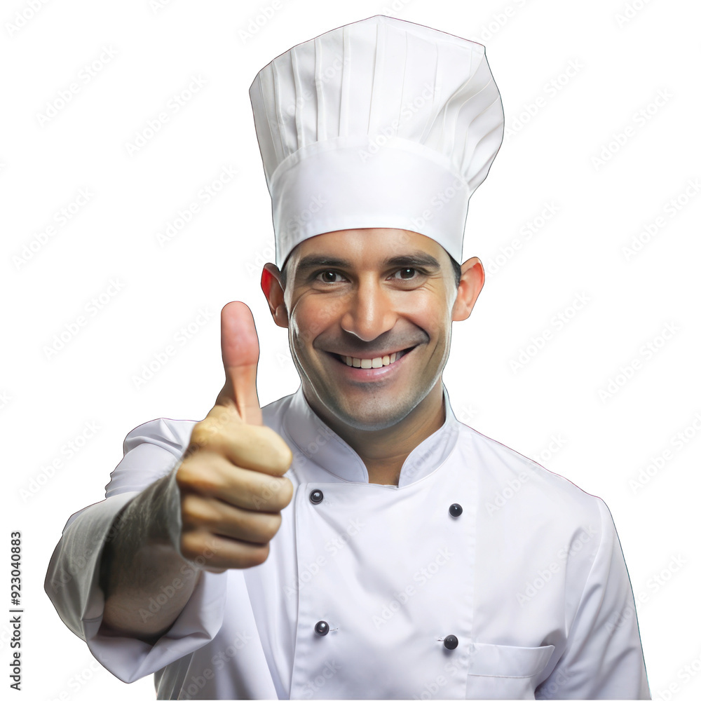 Chef man giving thumb up isolated on transparent background Chef man giving thumb up isolated on transparent background