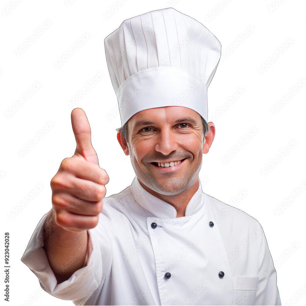 Chef man giving thumb up isolated on transparent background Chef man giving thumb up isolated on transparent background
