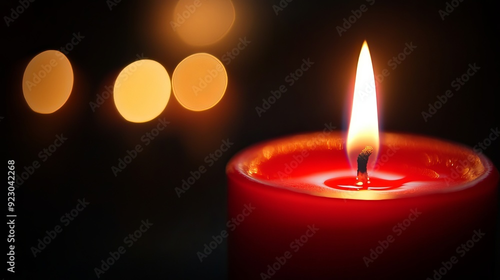 A close-up of a burning candle with a red glow, set against a dark background. A close-up of a burning candle with a red glow, set against a dark background.