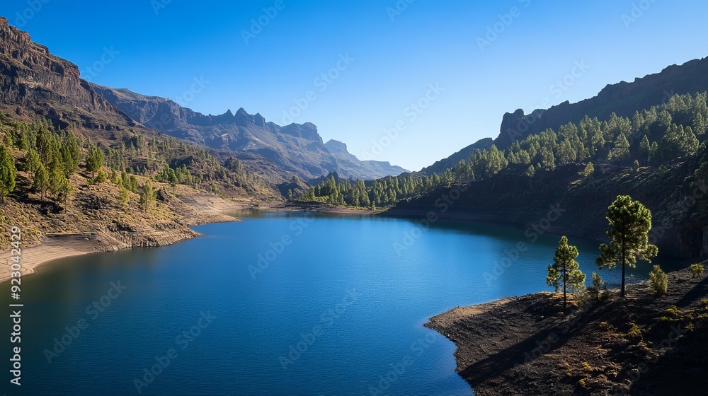 Fototapeta premium Dark Water Lake in Gran Canaria, Canary Islands, Spain