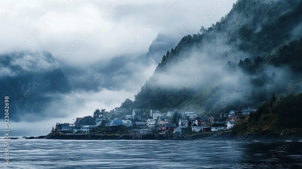 Obraz premium Misty and chilly, with rain falling on the coastal and mountainous regions.
