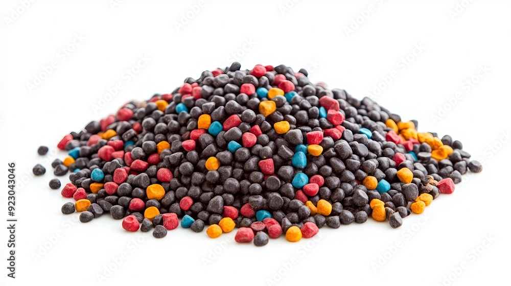 A heap of composite mineral fertilizers, isolated against a white background. A heap of composite mineral fertilizers, isolated against a white background.