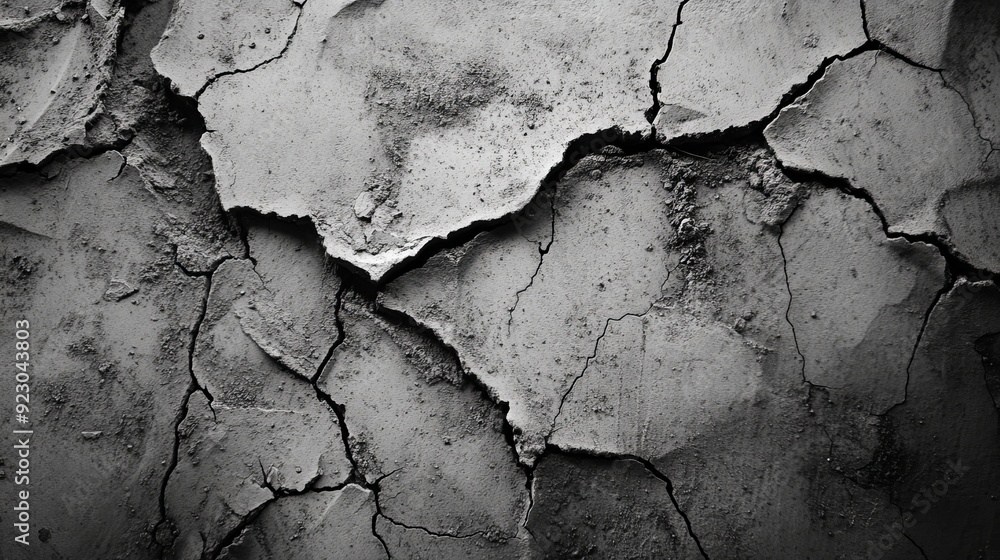 Obraz premium The old cement surface exhibits noticeable cracks and weathered patches.