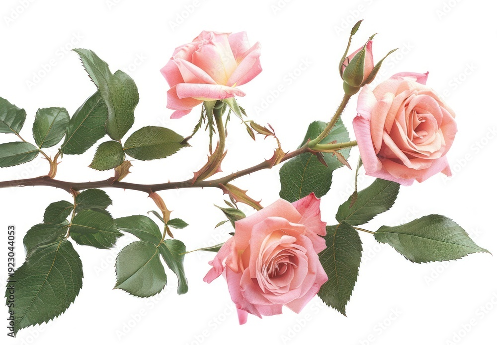 Fototapeta premium Pink Roses Branch Close-Up