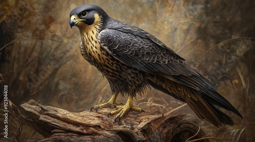 The peregrine falcon, renowned for its speed and agility, evokes the mystique of medieval times. photo