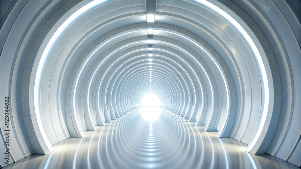 Futuristic white tunnel leading to light, abstract modern design, futuristic, white, tunnel, light, wide angle Futuristic white tunnel leading to light, abstract modern design, futuristic, white, tunnel, light, wide angle