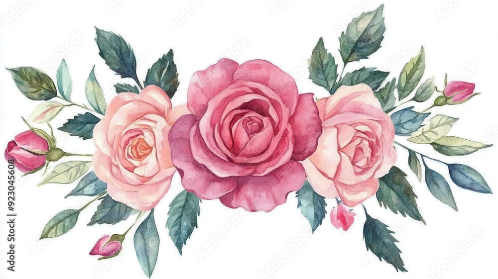 Rustic Allure - Watercolor Style Wild Rose Wreath with Soft Pink Petals Rustic Allure - Watercolor Style Wild Rose Wreath with Soft Pink Petals