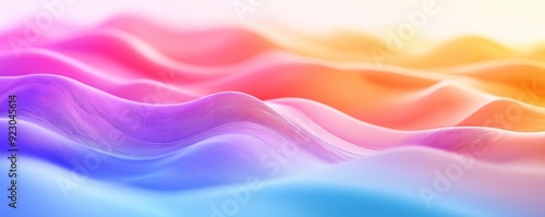 Layered waveforms, rippling effect, gradient colors, 3D abstract.