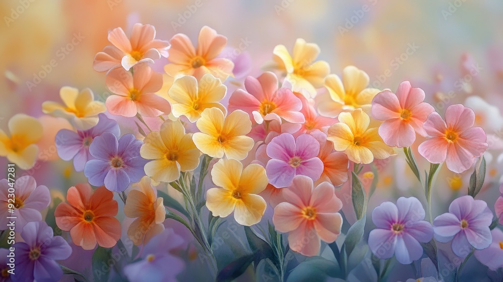 Obraz premium Serene Verbena Frame with Clustered Flowers in Watercolor Style - Capturing Garden Beauty