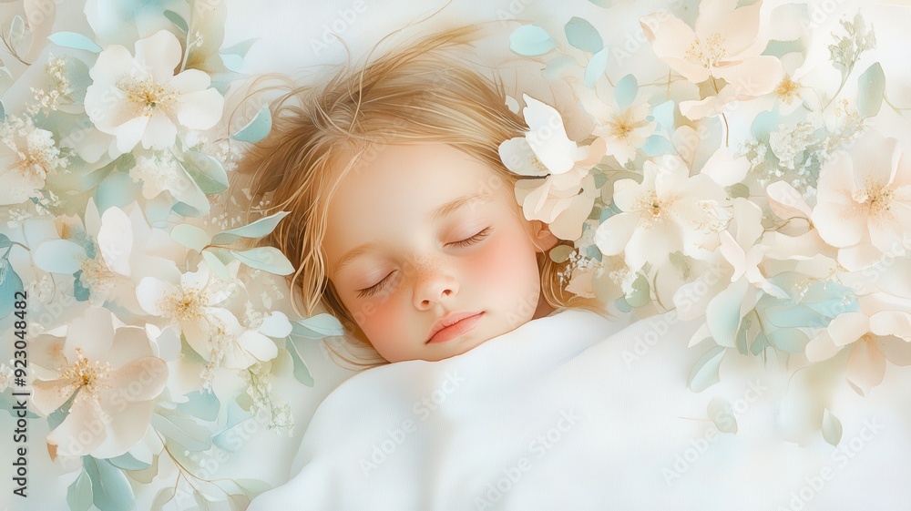 Tranquil Watercolor Dream - Person peacefully sleeping in serene surroundings with soft tones in watercolor style. Tranquil Watercolor Dream - Person peacefully sleeping in serene surroundings with soft tones in watercolor style.