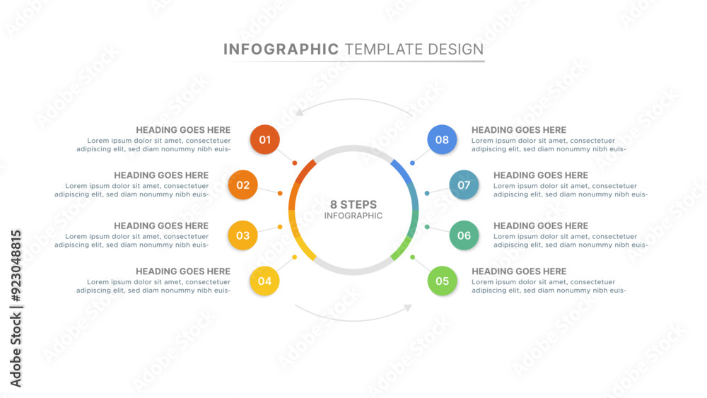 Fototapeta premium Modern Circular Cycle Infographic Design Template with 8 Stages