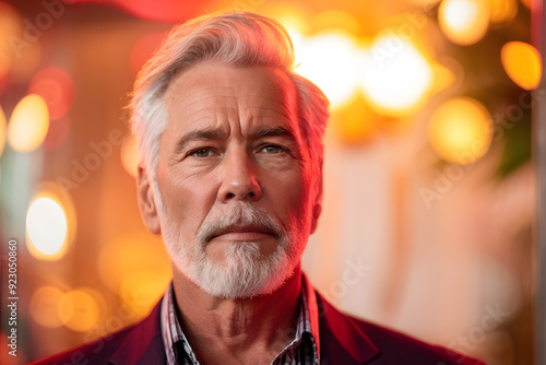 A man with a beard and gray hair is wearing a suit and looking at the camera