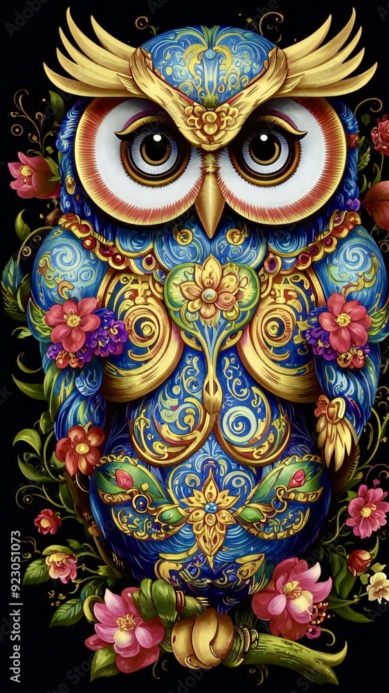 Fototapeta premium Illustration of a painted owl