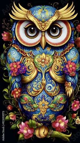 Wallpaper Mural Illustration of a painted owl Torontodigital.ca