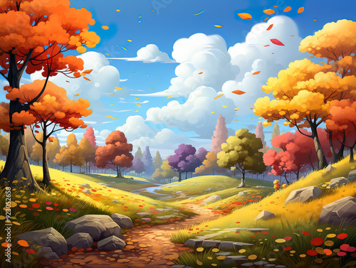 Beautiful utumn landscape illustration photo