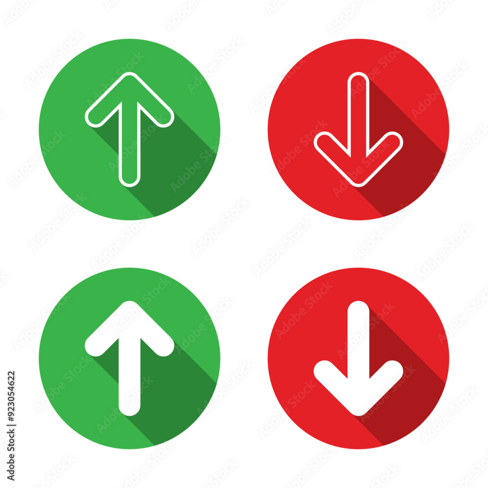 Up and down direction arrow icon with long shadow Up and down direction arrow icon with long shadow