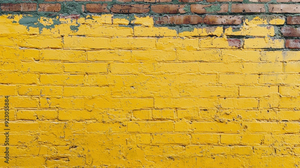 Fototapeta premium Brick wall painted yellow