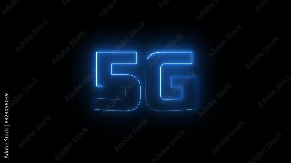 5G text with neon light and Glow on black background 5G text with neon light and Glow on black background
