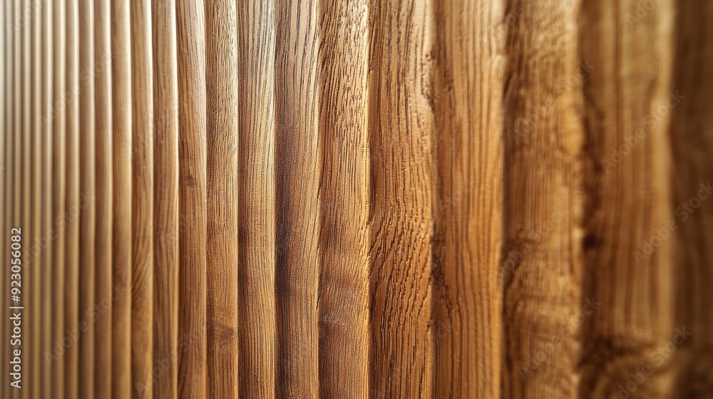 Fototapeta premium Detail of a wooden wall with a linear relief and texture