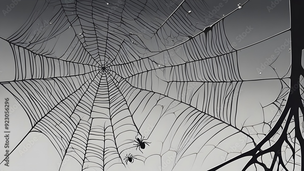 Obraz premium Creepy Spider Webs Generative AI