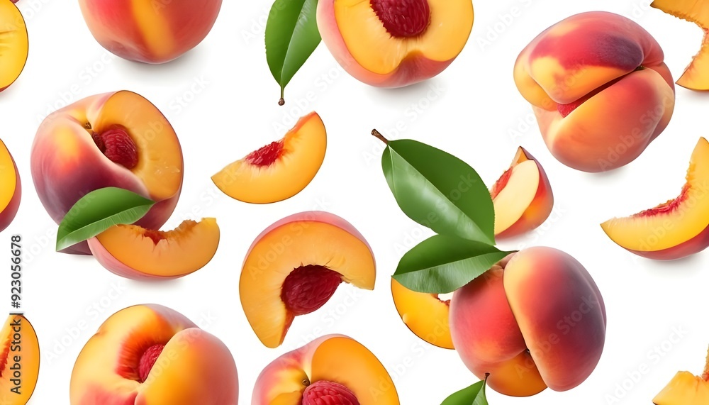 Falling fresh peach isolated on white background Falling fresh peach isolated on white background