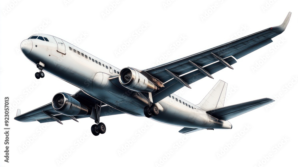 A plane is flying, side view, no background A plane is flying, side view, no background
