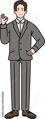 OKサインを出すビジネスマンのイラスト