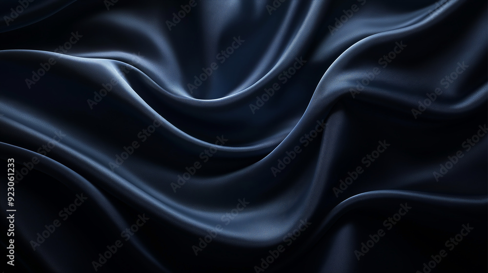 Obraz premium Abstract wave pattern of black cloth, texture background, 3D illustration.