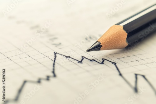 Economic growth graph with a 3D realistic look and pencil sketch style, high resolution, detailed textures, crisp focus