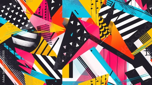 Modern abstract pattern, vibrant colors and geometric shapes, ideal for various designs.