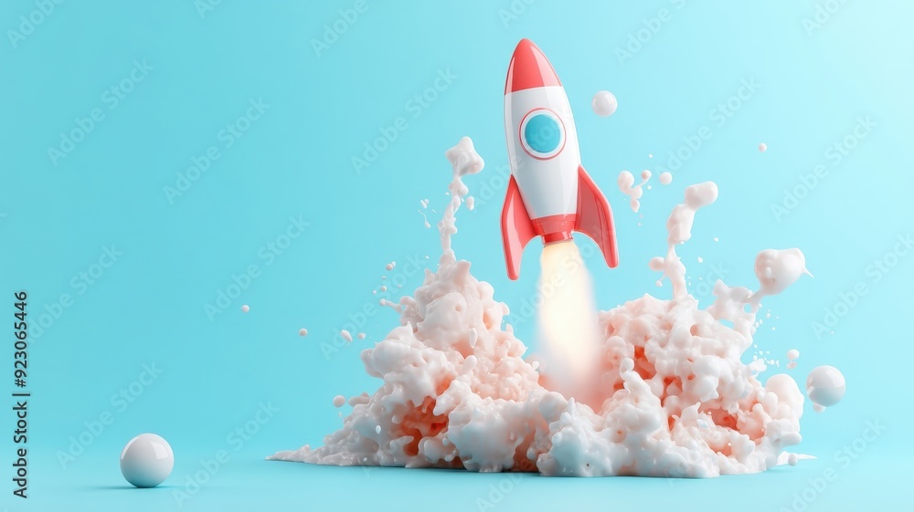 Toothbrush transformed into rocket ship blasting off into toothpaste galaxy. Toothbrush transformed into rocket ship blasting off into toothpaste galaxy.