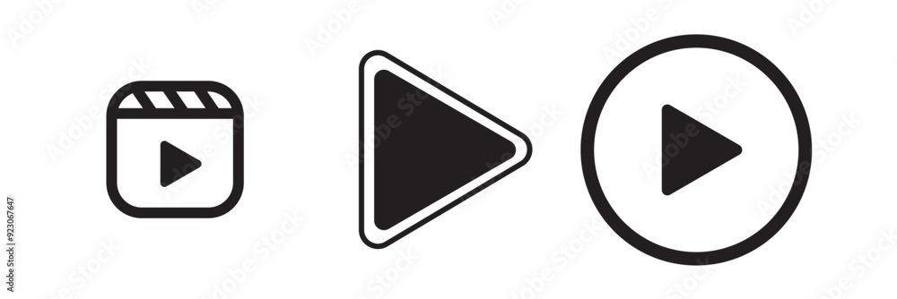 Play Icon set. Play button vector icon. play icon vector set. Play Icon set. Play button vector icon. play icon vector set.
