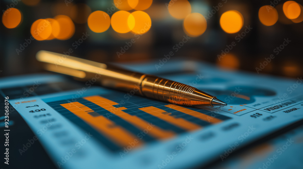 Fototapeta premium Financial performance analysis with charts and graphs, emphasizing business analytics, profit statistics, and business intelligence in company finance