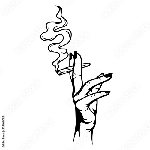 Sexy Hand Smoking Weed | Smoking Joint | Weed Addiction | Cannabis | Smoking Weed | Sexy Hand Smoking Joint |Four Twenty | Weed Life | Original Illustration | Vector and Clipart | Cutfile and Stencil
