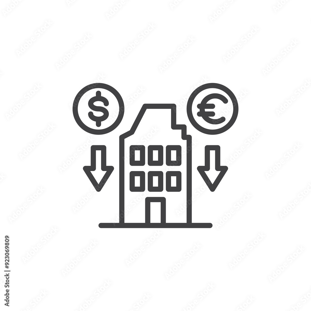 Economic Collapse line icon Economic Collapse line icon
