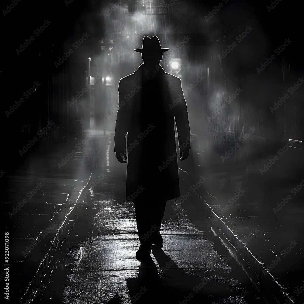 Moody Noir Cityscape with Deep Shadows and Mysterious Atmosphere Moody Noir Cityscape with Deep Shadows and Mysterious Atmosphere
