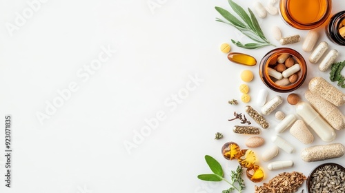 Wallpaper Mural Capsules and natural ingredients merging in an artistic display of herbal medicine, Plant-based wellness, Celebrating the power of nature in health products Torontodigital.ca