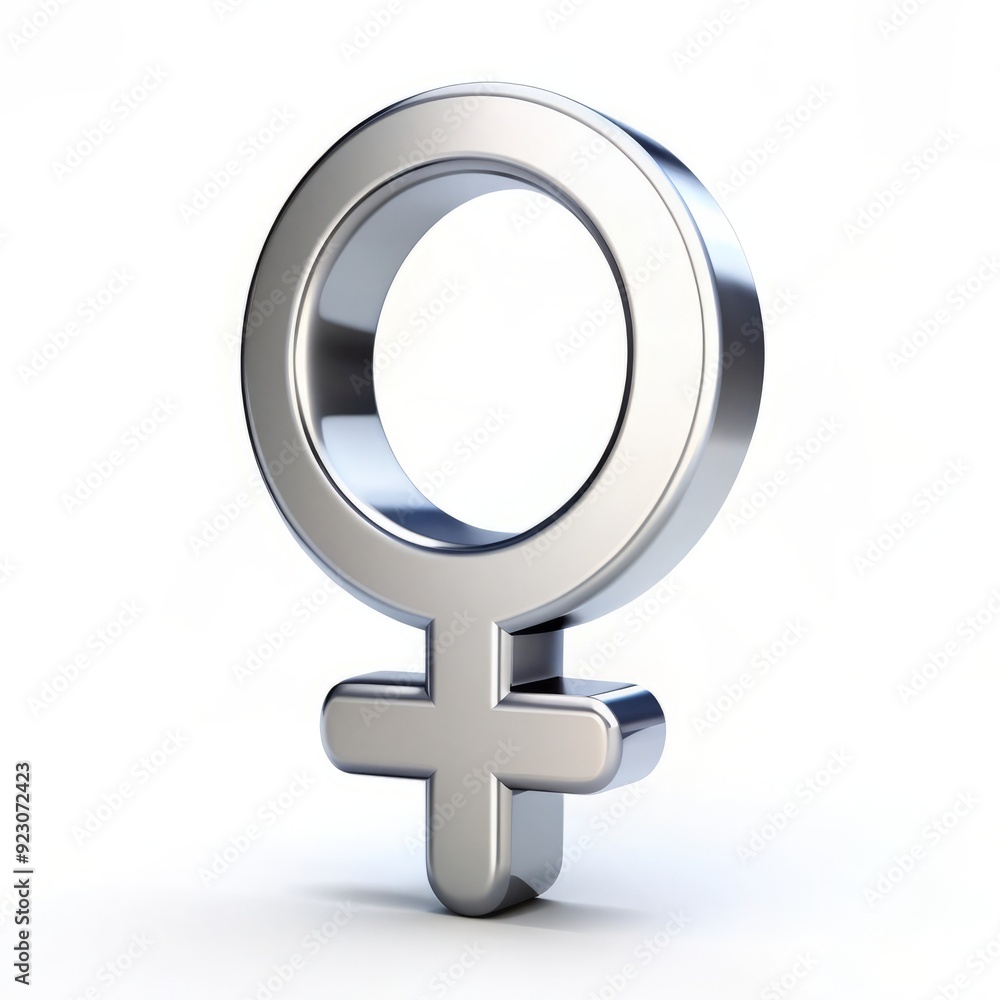 3D Metal Female Gender Symbol isolated on white background. 3D Metal Female Gender Symbol isolated on white background.