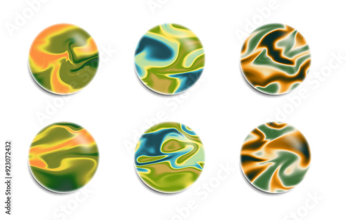 green abstract three-dimensional liquify planet ball set