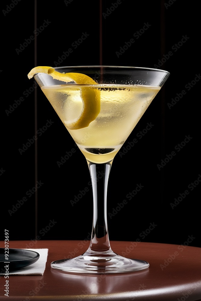 lemon martini on brown table and black background lemon martini on brown table and black background