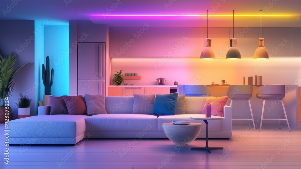 Smart lighting system with customizable settings, vibrant and versatile. Smart lighting system with customizable settings, vibrant and versatile.