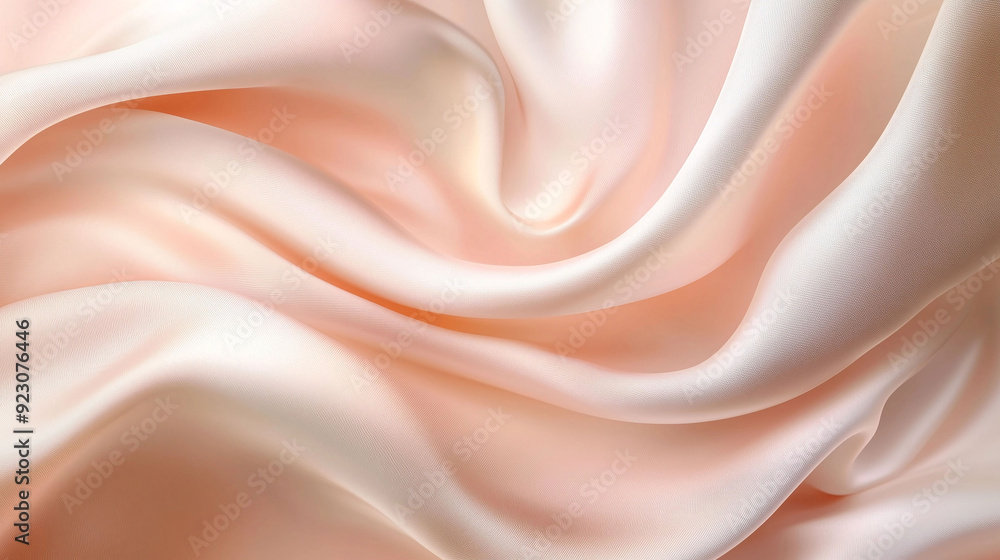 Fototapeta premium smooth peach and cream textile fabric with soft folds and subtle gradient, ideal for high-end garment and fabric design